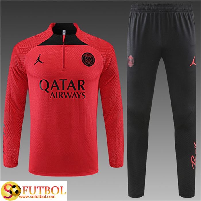 Chandal PSG 2021/2022 Con Capucha Rojo - Camisetasdefutbolshop