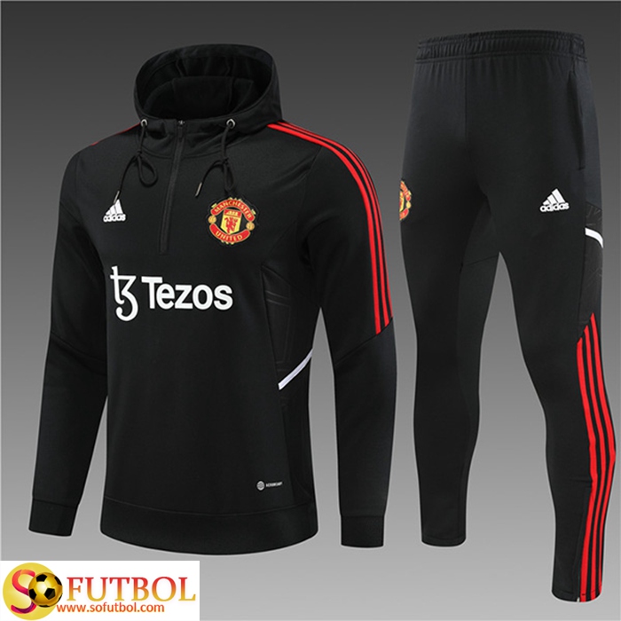 Chandal con Capucha del Manchester United 2021-2022 Negro