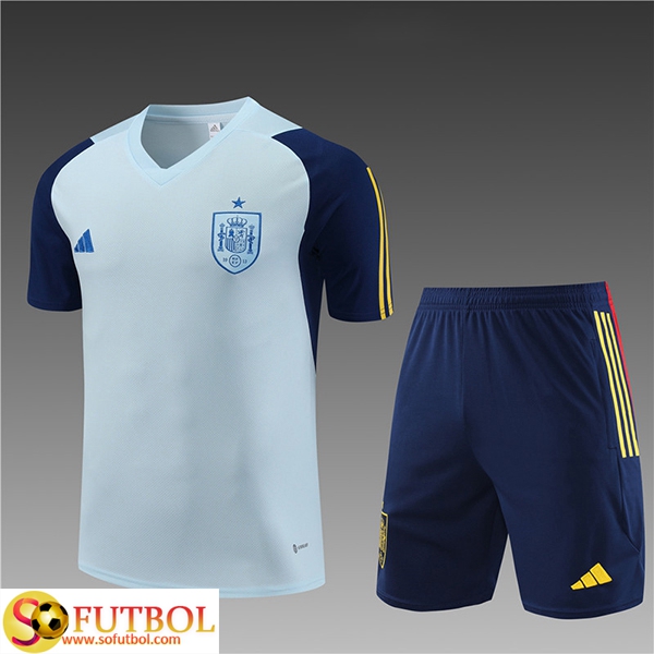 Mundo Camiseta Entrenamiento + Cortos España Ninos Azul Claro 2023/2024  Baratas