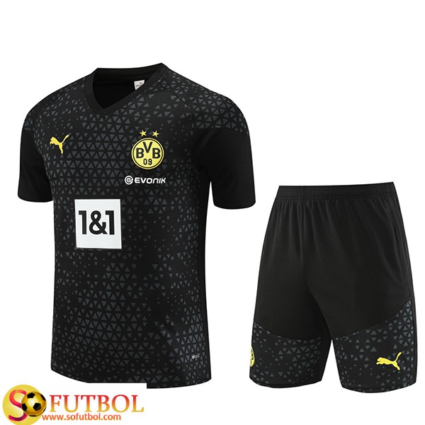 Comprar Replicas Camiseta Entrenamiento + Cortos Dortmund Negro 2023/2024  -02 Baratas