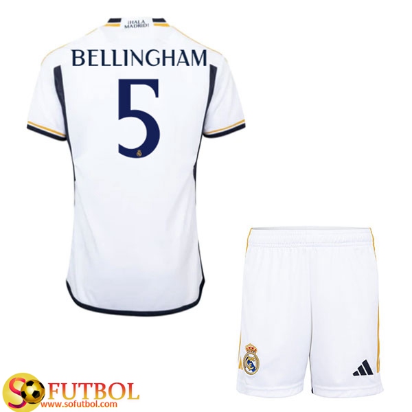 Imitaciones De Camisetas De Futbol Real Madrid (BELLINGHAM #5) Ninos  2023/2024 Primera Baratas