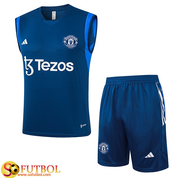 Camiseta de Entrenamiento Manchester United 2022-2023 Sin Mangas Azul Oscuro